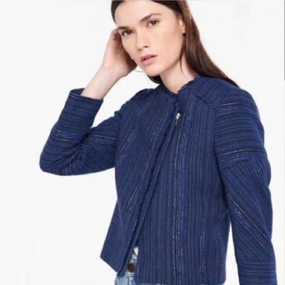 Sandro Blue Quilted Asymmetrical Jacket - Picture 1 of 9
